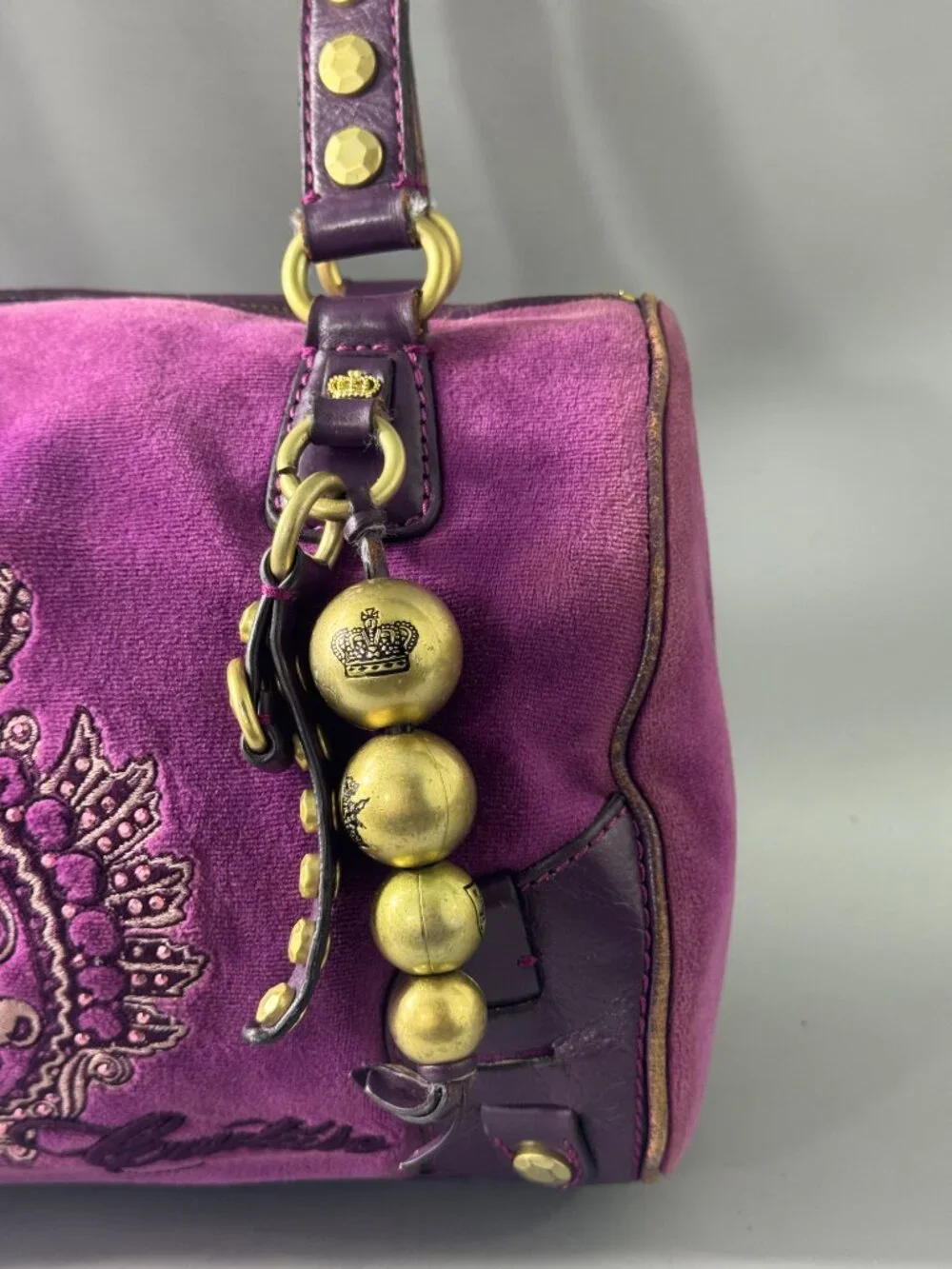 Vintage Juicy Couture Y2K Purple Velvet Shoulder Bag